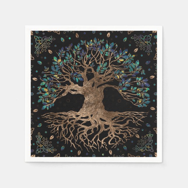 Tree of life - Yggdrasil Golden and Marble ornamen Serviette (Vorderseite)