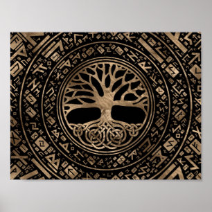 Tree of life -Yggdrasil Runic Pattern Poster