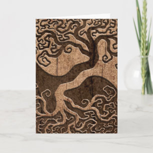Tree of Life Yin Yang with Wood Grain Effect Karte