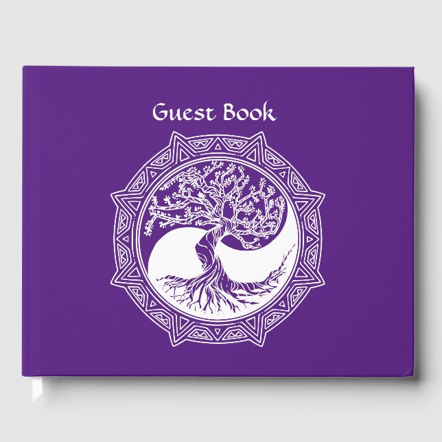 Tree of Life Zen Yoga Meditation Spirituelle Lila Gästebuch (Vorderseite)