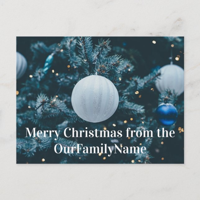Tree Ornament White Christmas Anpassen Postcard Postkarte (Vorderseite)