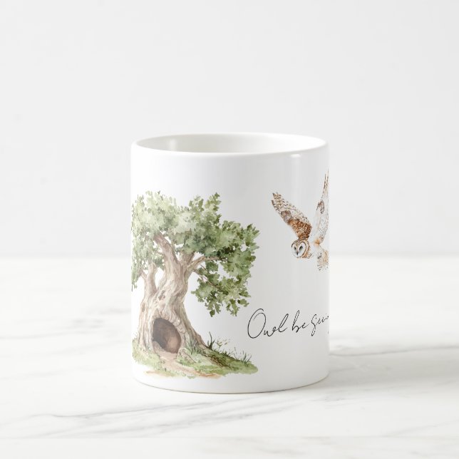 Tree Owl Be Seeing You Bird Kaffeetasse (Mittel)