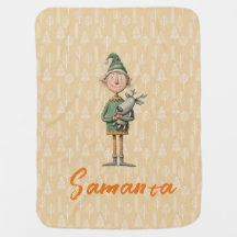 Tree pattern christmas elf reideer beige name