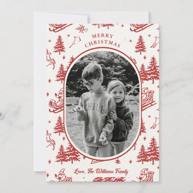 Tree Pattern Foto Weihnachtskarte Feiertagskarte (Vorderseite)