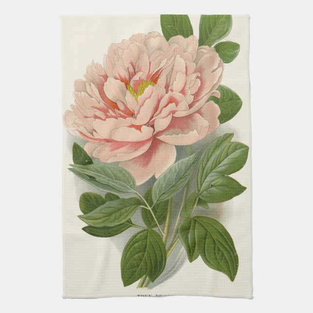 Tree Peony - Elegantes Vintages botanisches Design Geschirrtuch (Vertikal)