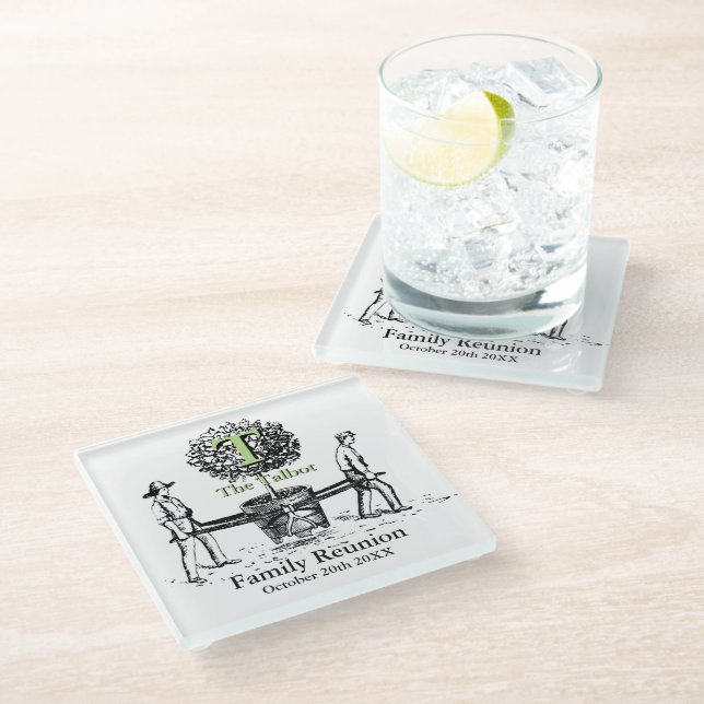 Tree Personalisierte Familie Wiedersehen Glass Unt Glasuntersetzer (Schrägansicht)