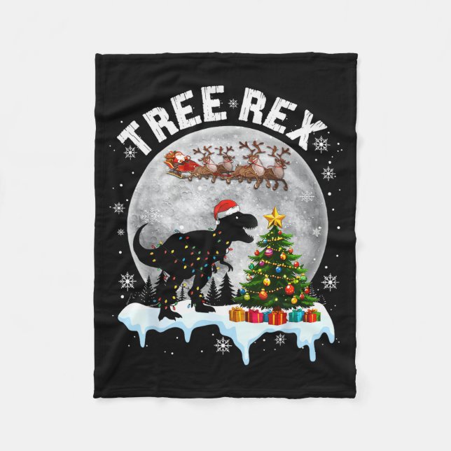 Tree Rex Christmas Dinosaur T-rex Xmas Pajama Men  Fleecedecke (Vorderseite)