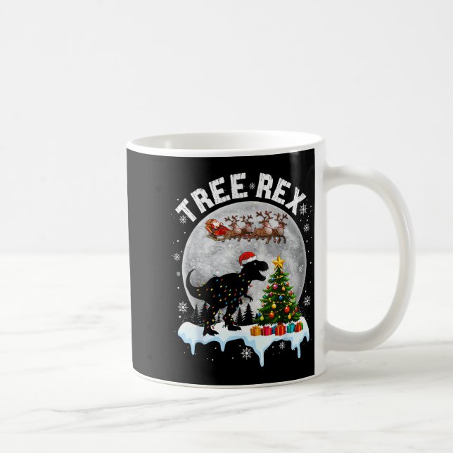 Tree Rex Christmas Dinosaur T-rex Xmas Pajama Men  Kaffeetasse (Rechts)