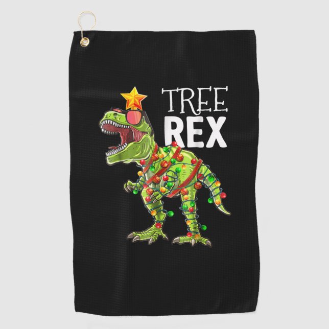 Tree Rex Christmas Lights Dinosaur Golfhandtuch (Vorderseite)