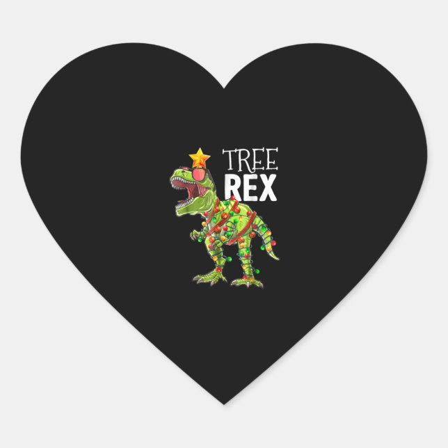 Tree Rex Christmas Lights Dinosaur Herz-Aufkleber (Vorderseite)