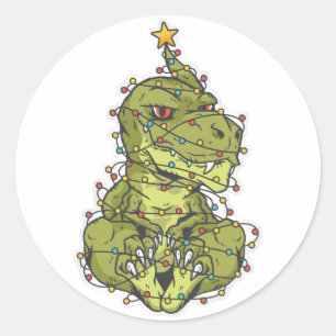 Tree Rex Christmas Runder Aufkleber