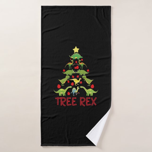 Tree Rex Christmas Tree Funny Christmas Dinosaur F Badehandtuch (Badehandtuch)