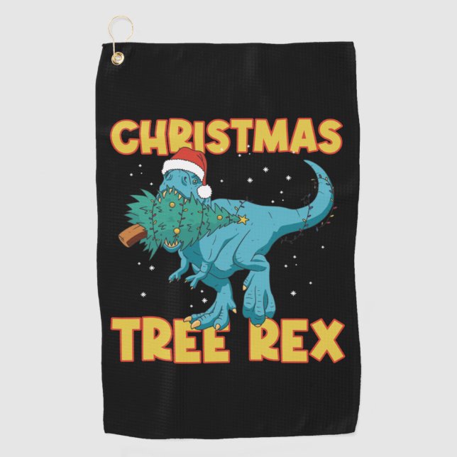 Tree Rex Devil Dinosaur Weihnachten Golfhandtuch (Vorderseite)