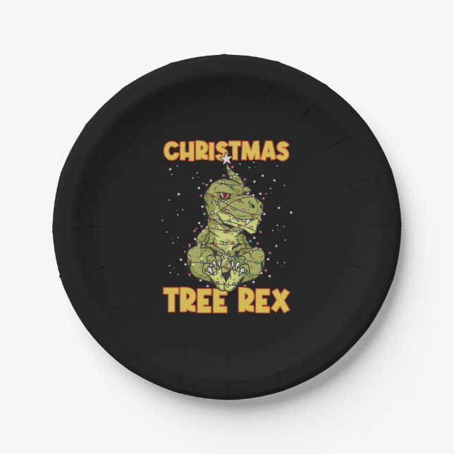 Tree Rex Devil Dinosaur Weihnachten Pappteller (Vorderseite)