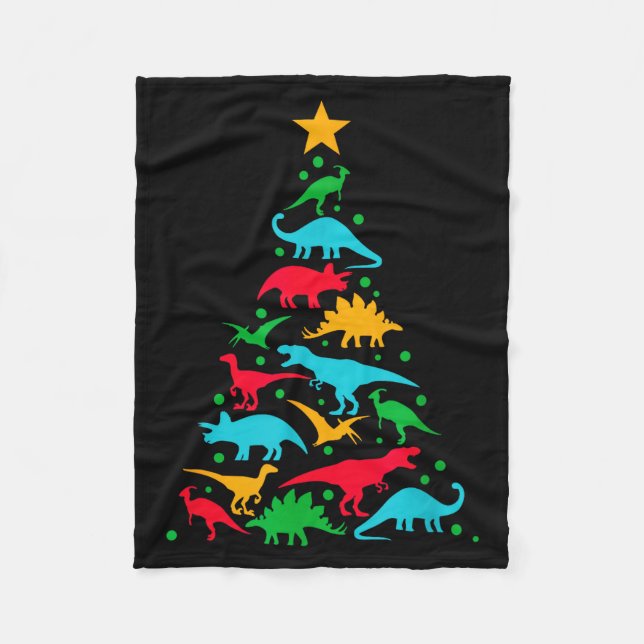 Tree Rex Dinosaur Dino Tree Christmas Tree Funny  Fleecedecke (Vorderseite)