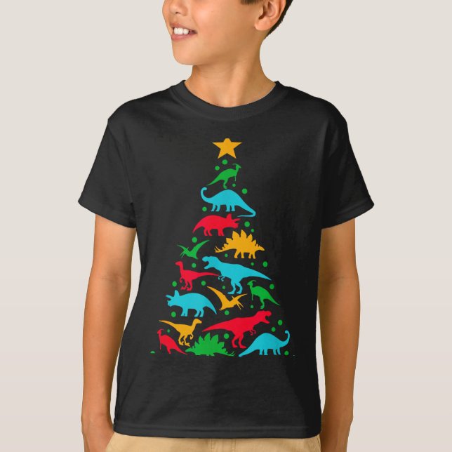 Tree Rex Dinosaur Dino Tree Christmas Tree Funny  T-Shirt (Vorderseite)