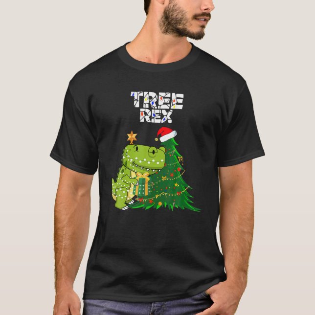 Tree Rex Dinosaur Weihnachtskostüm Tree Geschenk T-Shirt (Vorderseite)