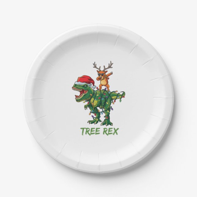 Tree Rex Dinosaur Weihnachtskostüm Xmas Tree Ligh Pappteller (Vorderseite)