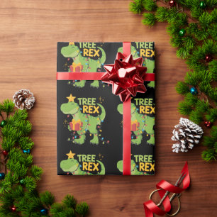 Tree Rex Dinosaurier-Familien-Weihnachtsgruppen-Ma Geschenkpapier