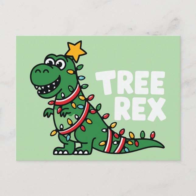 Tree Rex Feiertagspostkarte (Vorderseite)