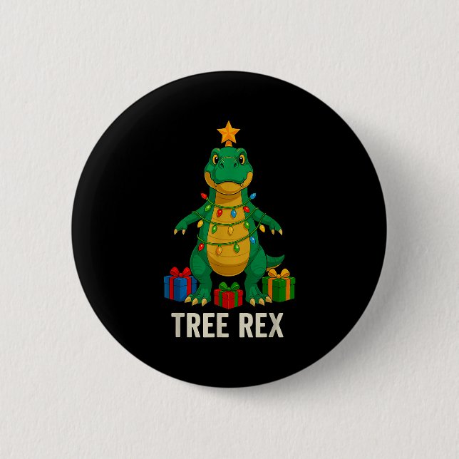 Tree Rex Funny Dinosaur Christmas  Button (Vorderseite)
