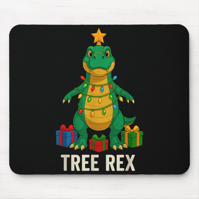 Tree Rex Funny Dinosaur Christmas  Mousepad (Vorne)
