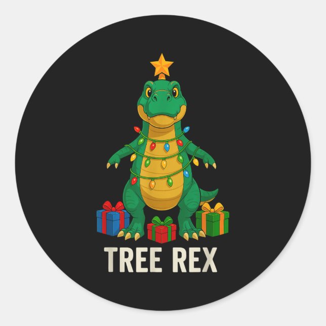 Tree Rex Funny Dinosaur Christmas  Runder Aufkleber (Vorderseite)