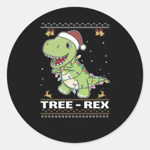 Tree-Rex Funny Dinosaur Pun T-Rex Runder Aufkleber