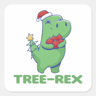 Tree-Rex Funny Dinosaur Pun T-Rex Square Sticker