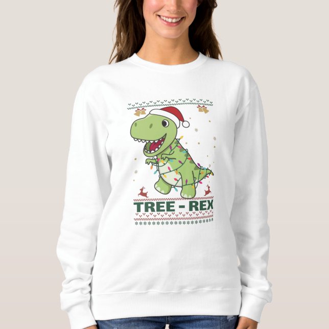 Tree-Rex Funny Dinosaur Pun T-Rex Sweatshirt (Vorderseite)