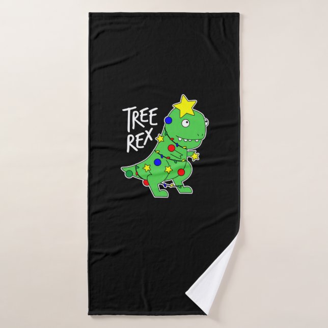 Tree Rex - Funny Dinosaur Weihnachtsbaum Badehandtuch (Badehandtuch)