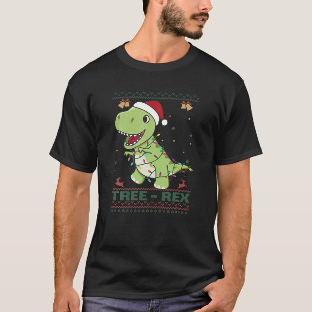 Tree Rex Funny Tyrannosaurus Rex Christmas Pun T-Shirt (Vorderseite)