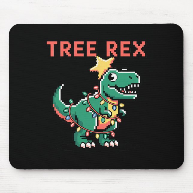Tree Rex hässlicher Weihnachtspullover Dinosaurier Mousepad (Vorne)