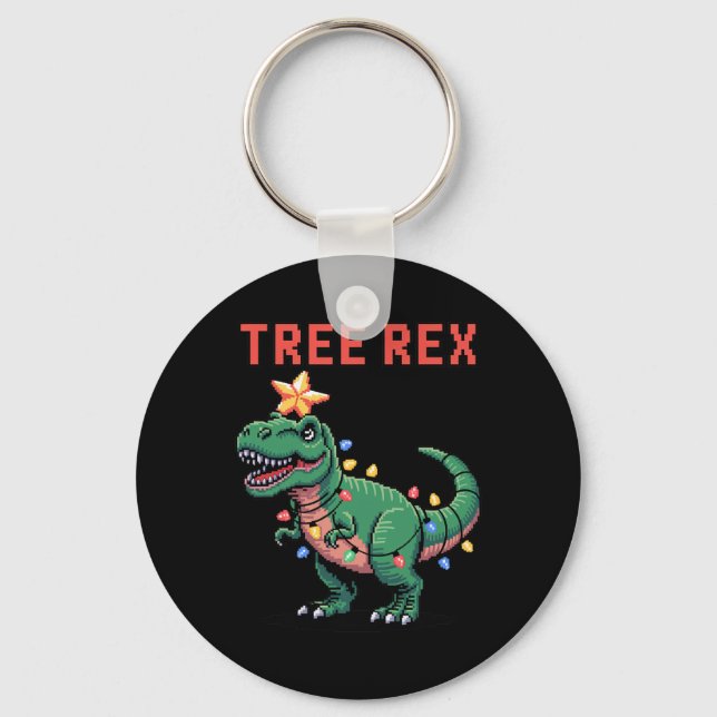 Tree Rex hässlicher Weihnachtspullover Dinosaurier Schlüsselanhänger (Vorderseite)