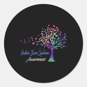 Tree Ribbon Guillain Byrre Syndrome Awareness Runder Aufkleber