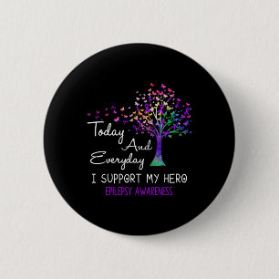 Tree Ribbon I support My Hero Epilepsy Awareness Button