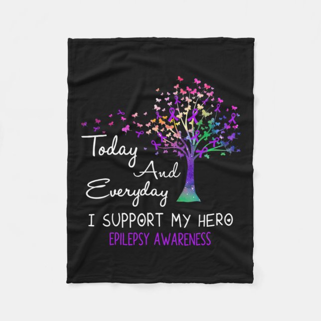 Tree Ribbon I support My Hero Epilepsy Awareness Fleecedecke (Vorderseite)