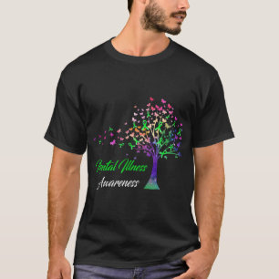 Tree Ribbon Mental Illusion Awareness T-Shirt