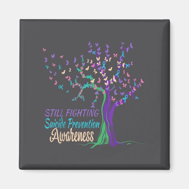 Tree Ribbon Still Fighting Suicide Prevention Awar Magnet (Vorne)