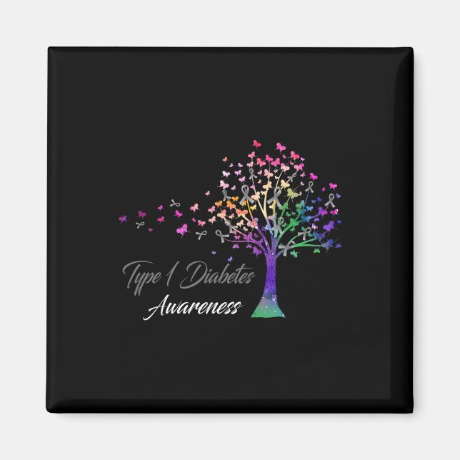 Tree Ribbon Typ 1 Diabetes Magnet (Vorne)