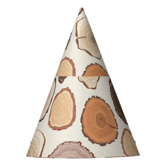 Tree Rings Forest Doodle Muster Partyhütchen