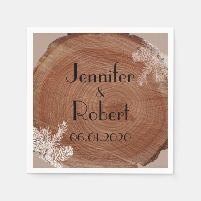 Tree Rings Rustic Country Wedding Napkin Serviette (Vorderseite)
