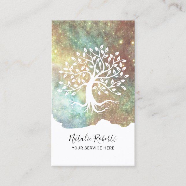 Tree Root Modern Glam Glitzer Beauty Salon & WELLN Visitenkarte (Vorderseite)