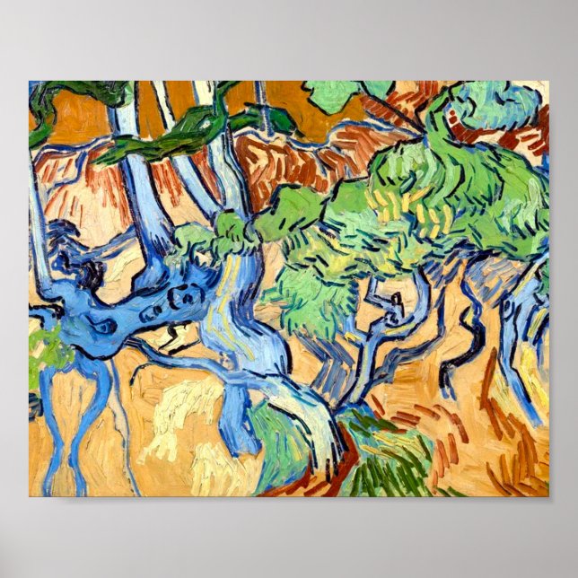 Tree Roots (1890) Vincent Van Gogh botanische Kuns Poster (Vorne)