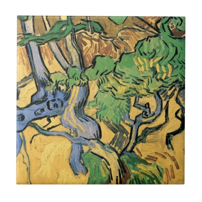 Tree Roots and Trunks von Vincent van Gogh Fliese (Vorderseite)