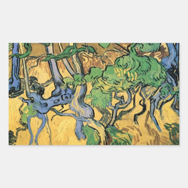 Tree Roots and Trunks von Vincent van Gogh Rechteckiger Aufkleber (Vorderseite)