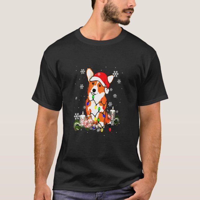 Tree Santa Corgi Corgi T-Shirt (Vorderseite)