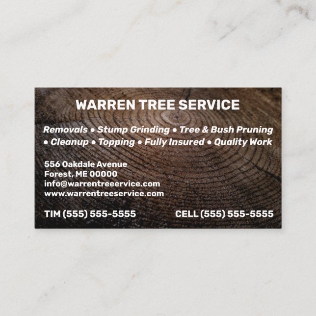 Tree Service Company Business Card Visitenkarte (Vorderseite)