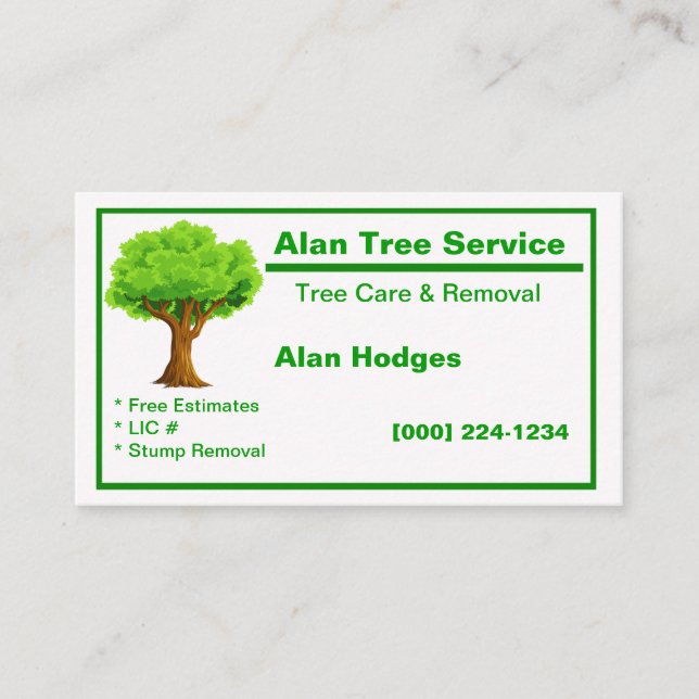 Tree Service-Visitenkarte Visitenkarte (Vorderseite)