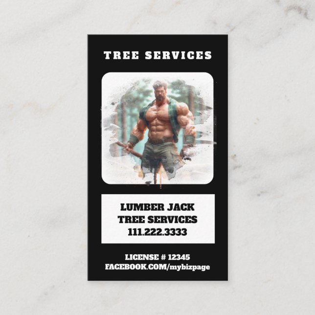 *~* Tree Services Lumber Jack Tree Man QR Visitenkarte (Vorderseite)
